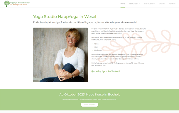Webdesign Referenz: Yoga Studio HappYoga Steinrücke